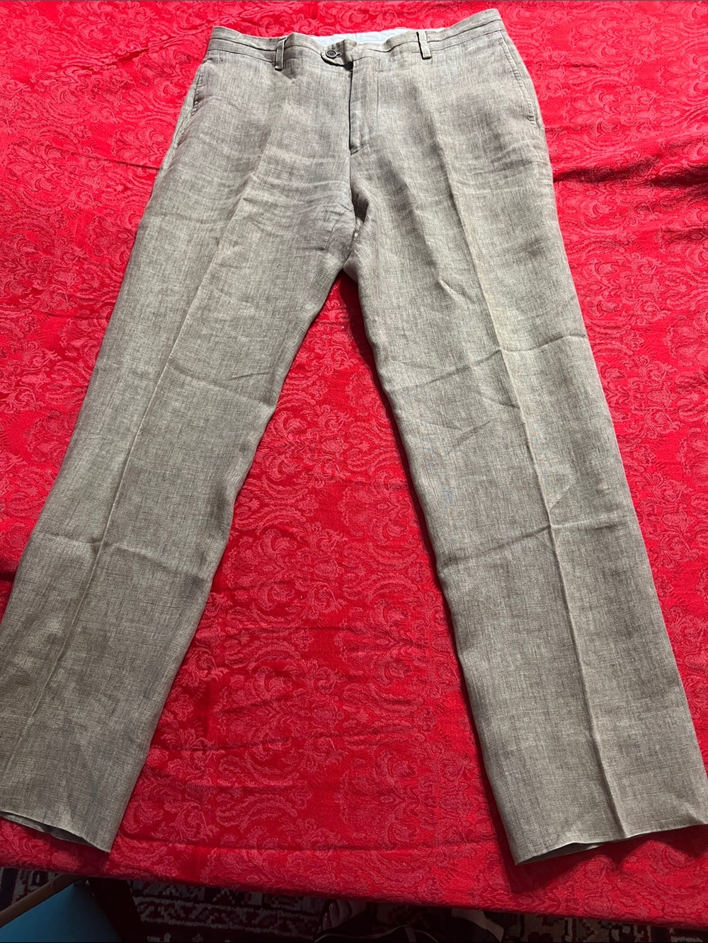 Joseph Abboud Light Brown Linen Blend Dress Pants Men's 34x30 Made in Italy